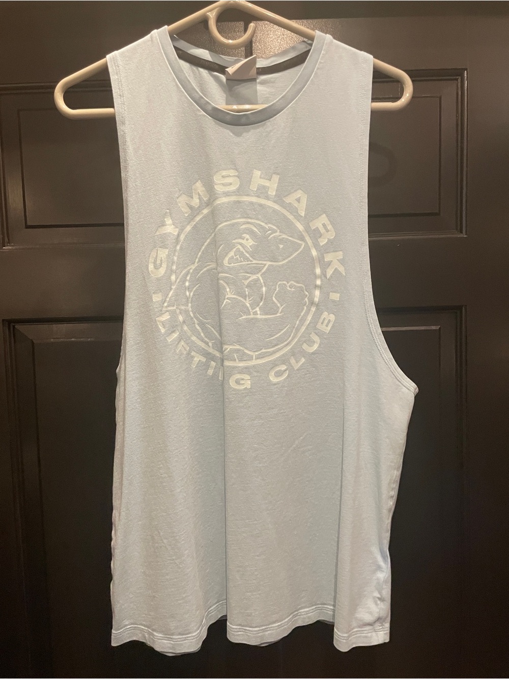 Gymshark Light Blue Muscle Tank with White Logo